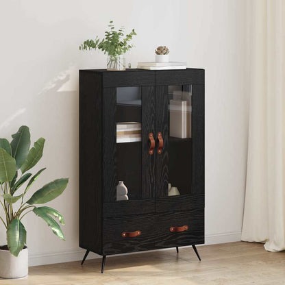 Skåp Svart Ek 69,5 x 31 x 115 cm och glas