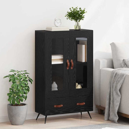 Skåp Svart Ek 69,5 x 31 x 115 cm och glas