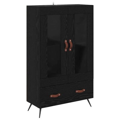 Skåp Svart Ek 69,5 x 31 x 115 cm och glas