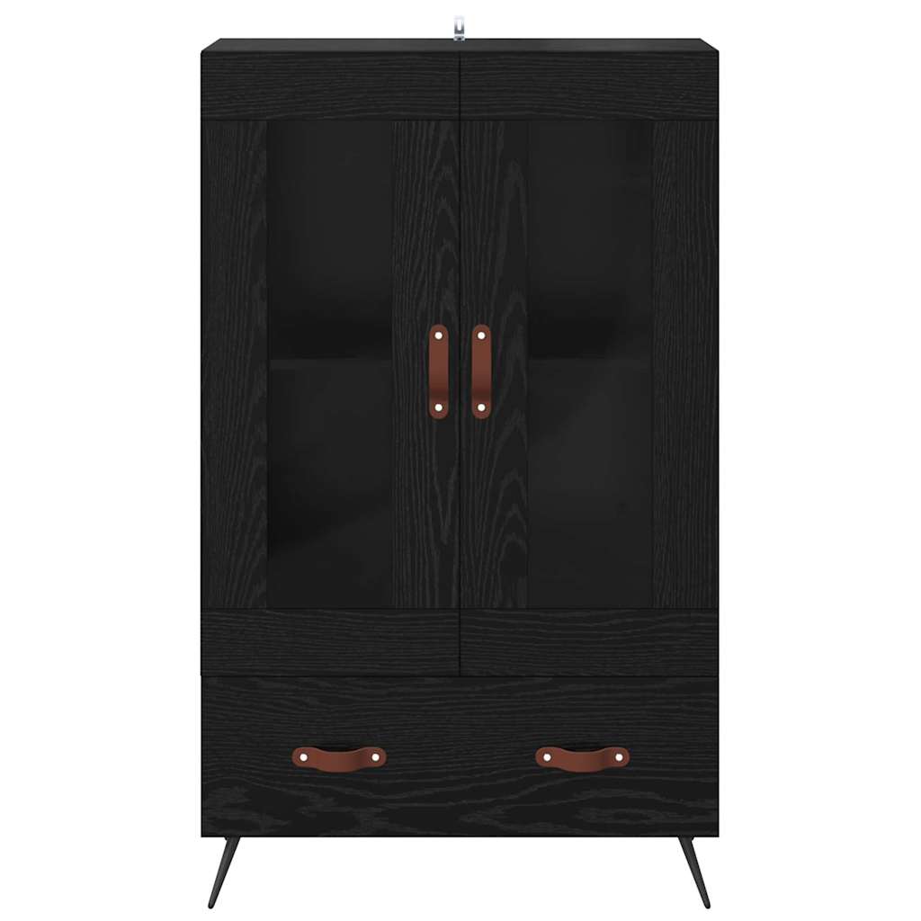 Skåp Svart Ek 69,5 x 31 x 115 cm och glas