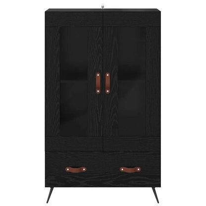 Skåp Svart Ek 69,5 x 31 x 115 cm och glas