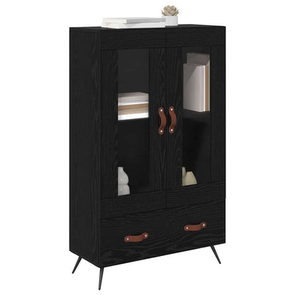 Skåp Svart Ek 69,5 x 31 x 115 cm och glas
