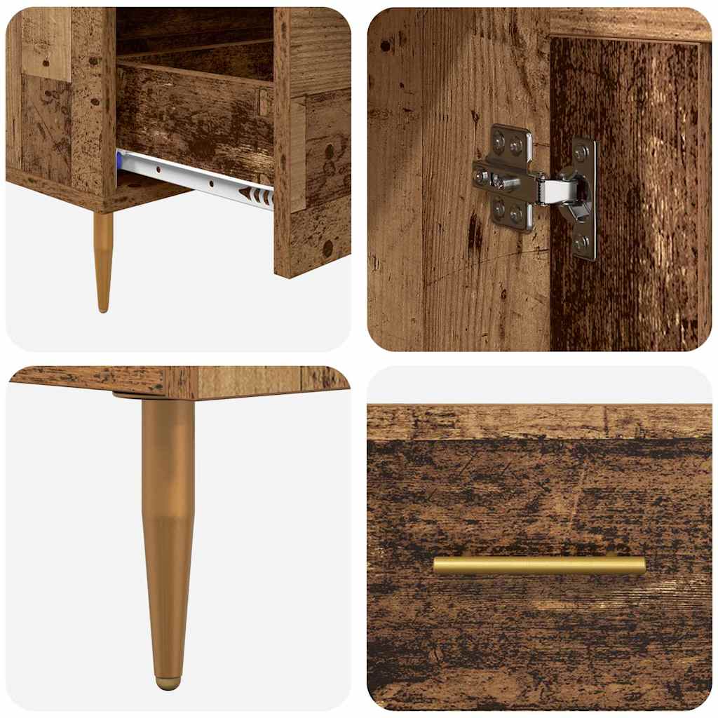 Skåp Åldrat Trä 69,5 x 31 x 115 cm och glas