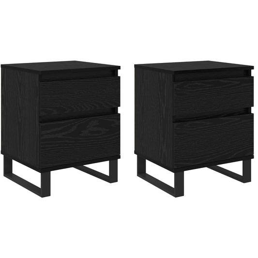 Nattduksbord 2 pcs Svart Ek 40 x 35 x 50 cm Konstruerat trä