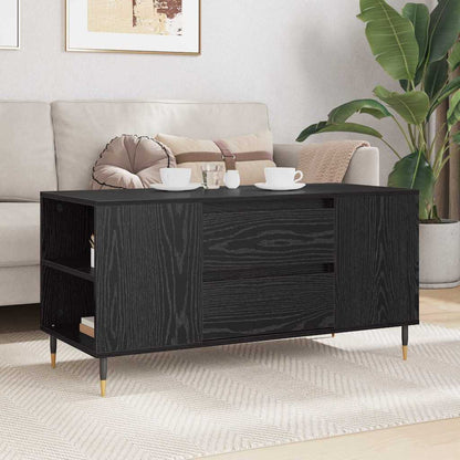 Soffbord Svart Ek med låda 102 x 44,5 x 50 cm