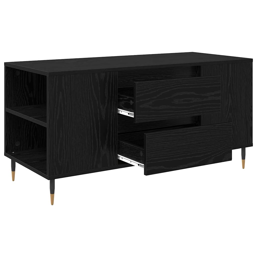 Soffbord Svart Ek med låda 102 x 44,5 x 50 cm