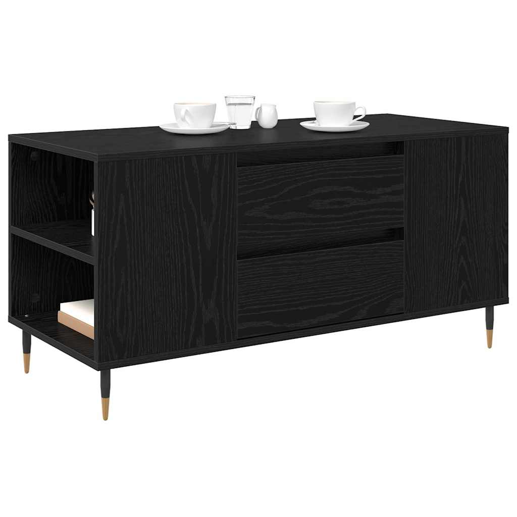 Soffbord Svart Ek med låda 102 x 44,5 x 50 cm