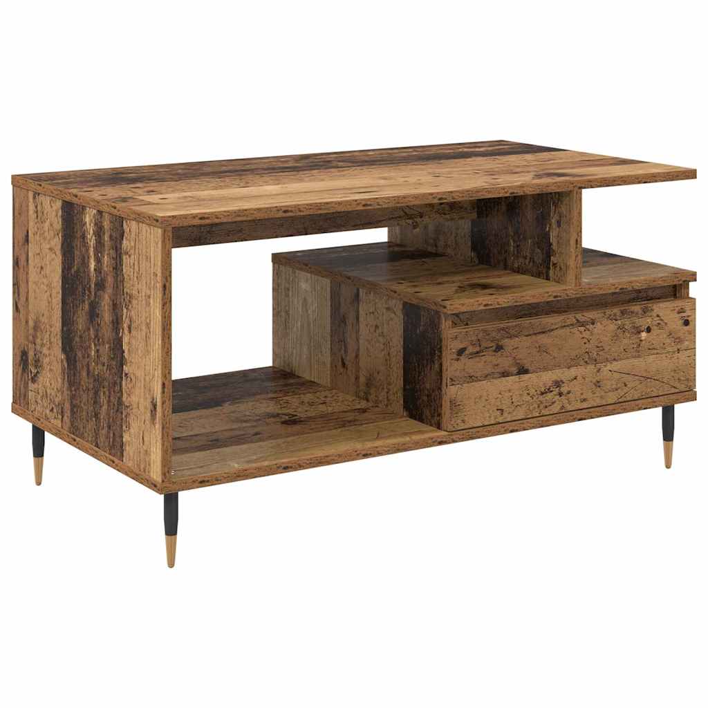 Soffbord Åldrat Trä med låda 90 x 49 x 45 cm