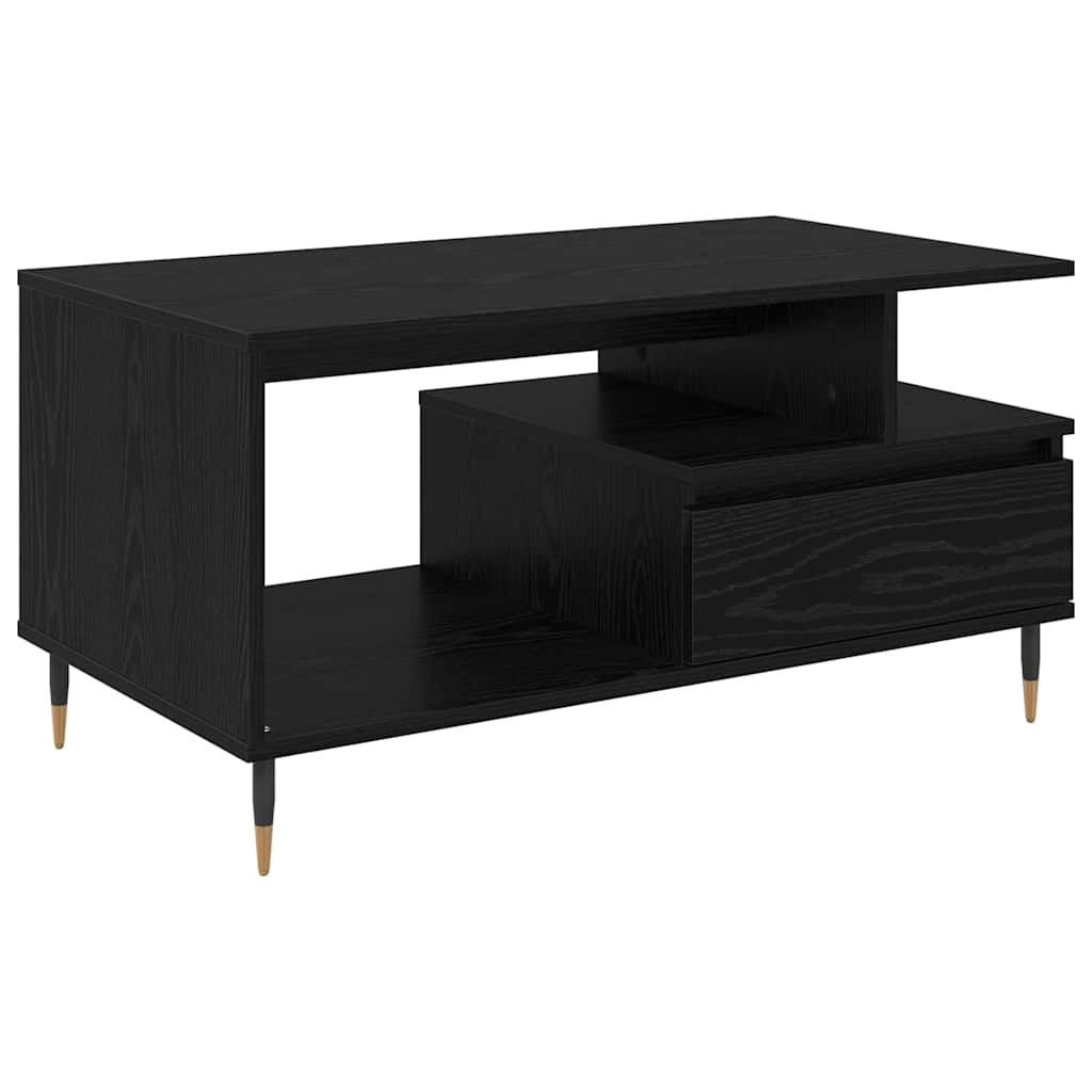 Soffbord Svart Ek med låda 90 x 49 x 45 cm