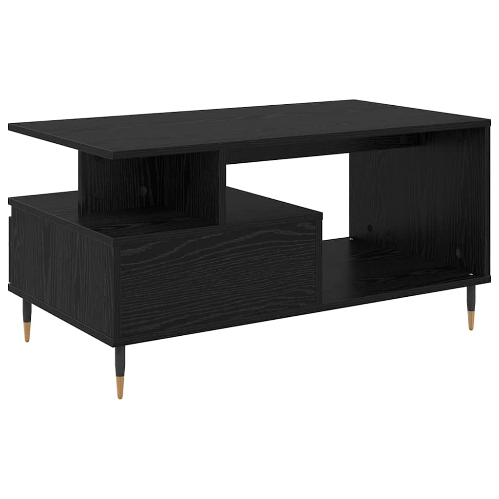 Soffbord Svart Ek med låda 90 x 49 x 45 cm
