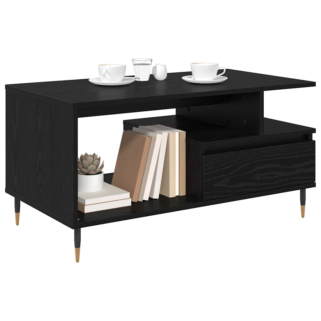 Soffbord Svart Ek med låda 90 x 49 x 45 cm