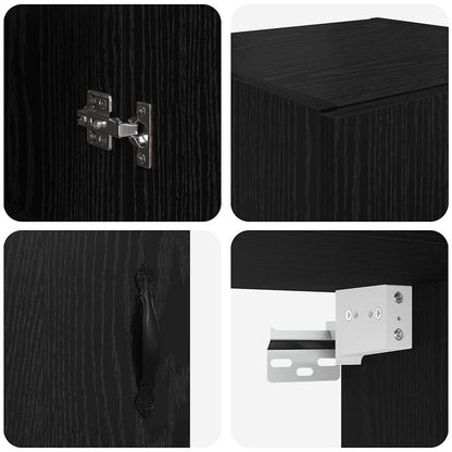 Väggskåp Svart Ek 69,5 x 34 x 90 cm Konstruerat trä och glas