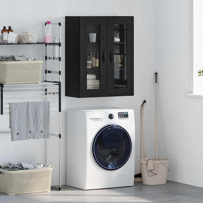 Väggskåp Svart Ek 69,5 x 34 x 90 cm Konstruerat trä och glas