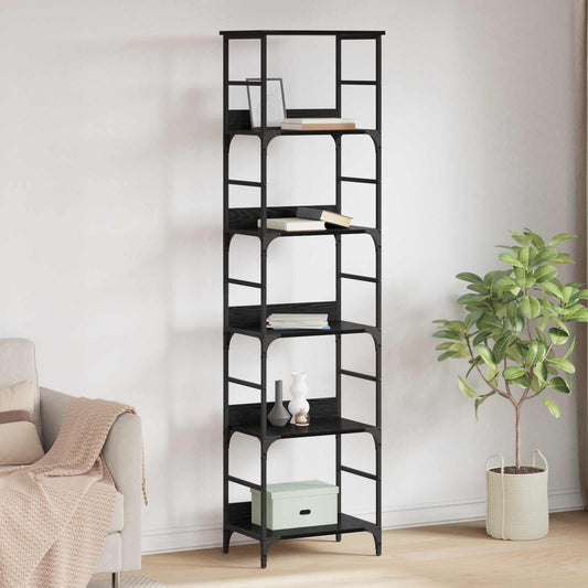 Hyllsystem Svart Ek 50 x 33 x 188,5 cm Konstruerat trä