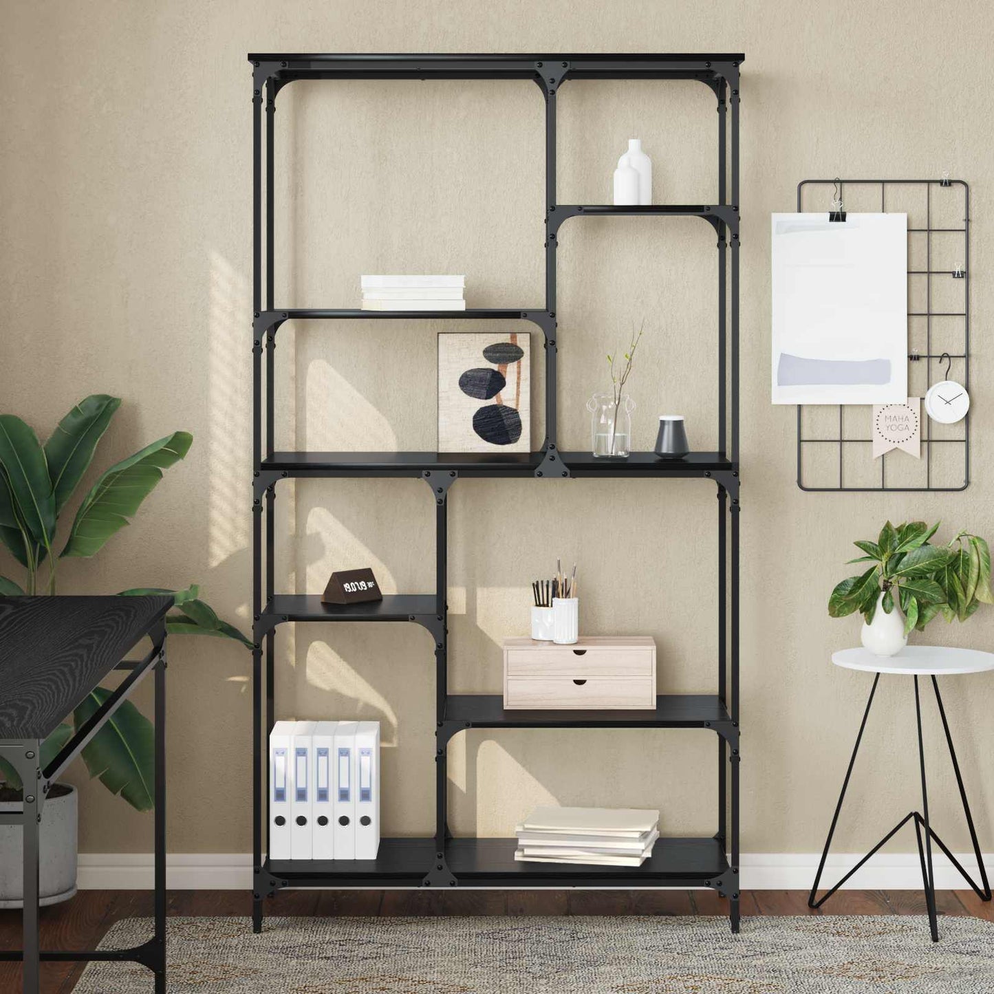 Hyllsystem Svart Ek 99 x 35,5 x 176 cm Konstruerat trä