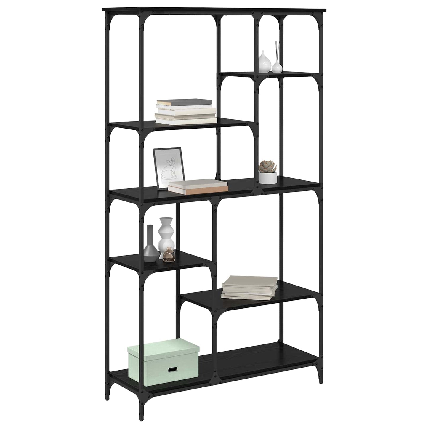 Hyllsystem Svart Ek 99 x 35,5 x 176 cm Konstruerat trä