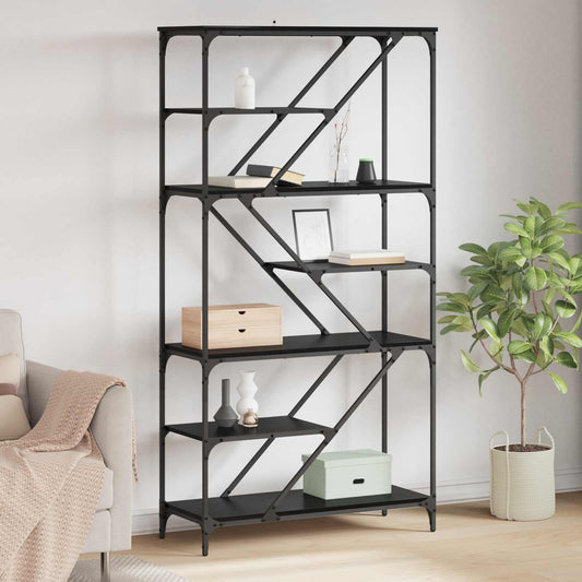 Hyllsystem Svart Ek 91 x 36 x 176 cm Konstruerat trä