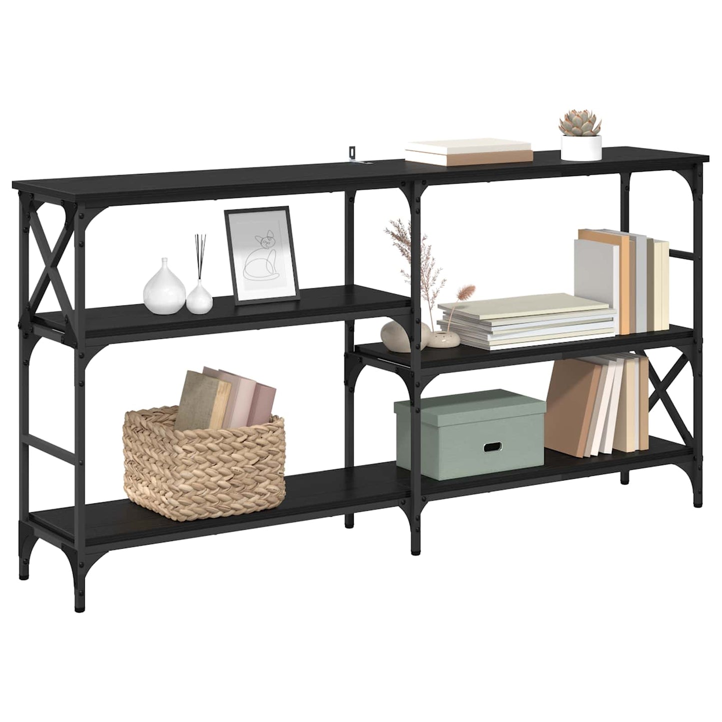 Konsolbord Svart Ek 150 x 29 x 76,5 cm Konstruerat trä