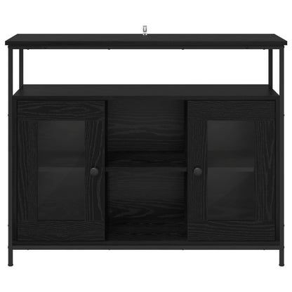 Sideboard Svart Ek 100 x 35 x 80 cm Konstruerat trä