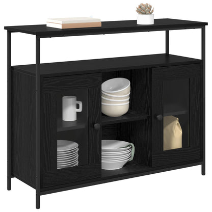 Sideboard Svart Ek 100 x 35 x 80 cm Konstruerat trä