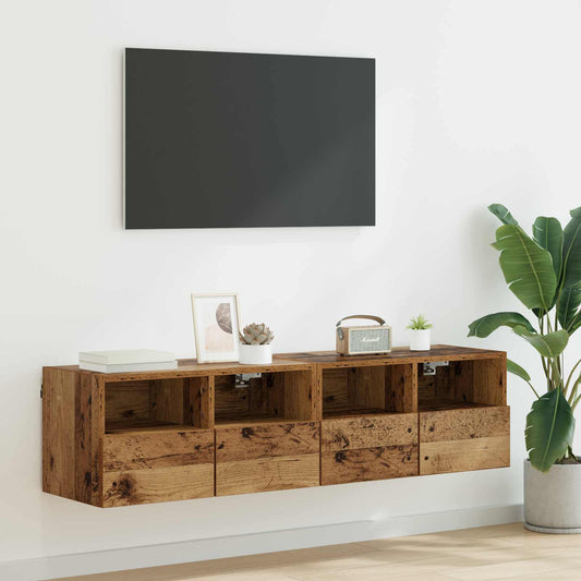 TV-väggskåp 2 pcs Gammalt trä 60 x 30 x 30 cm Konstruerat trä