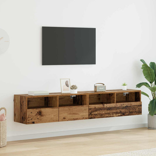 TV-väggskåp 2 pcs Gammalt trä 80 x 30 x 30 cm Konstruerat trä