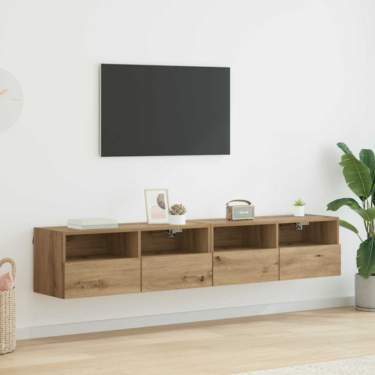 TV-väggskåp 2 pcs Artisan Ek 80 x 30 x 30 cm Konstruerat trä