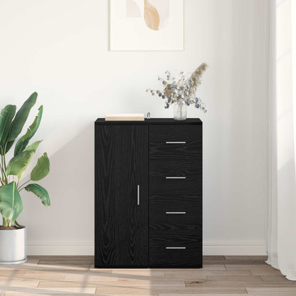 Sideboard med låda Svart Ek 59 x 39 x 80 cm Konstruerat trä