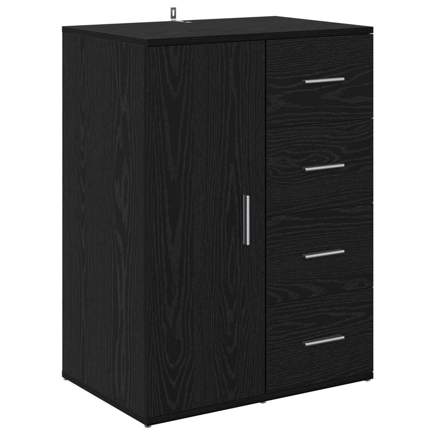 Sideboard med låda Svart Ek 59 x 39 x 80 cm Konstruerat trä