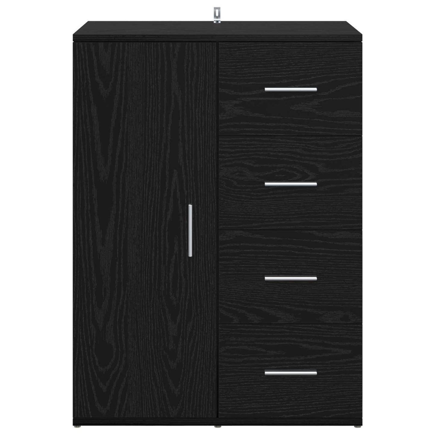 Sideboard med låda Svart Ek 59 x 39 x 80 cm Konstruerat trä
