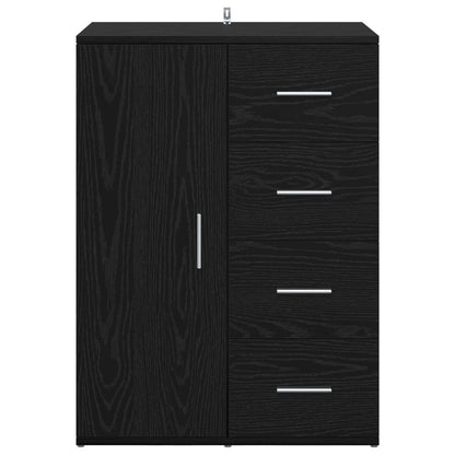 Sideboard med låda Svart Ek 59 x 39 x 80 cm Konstruerat trä