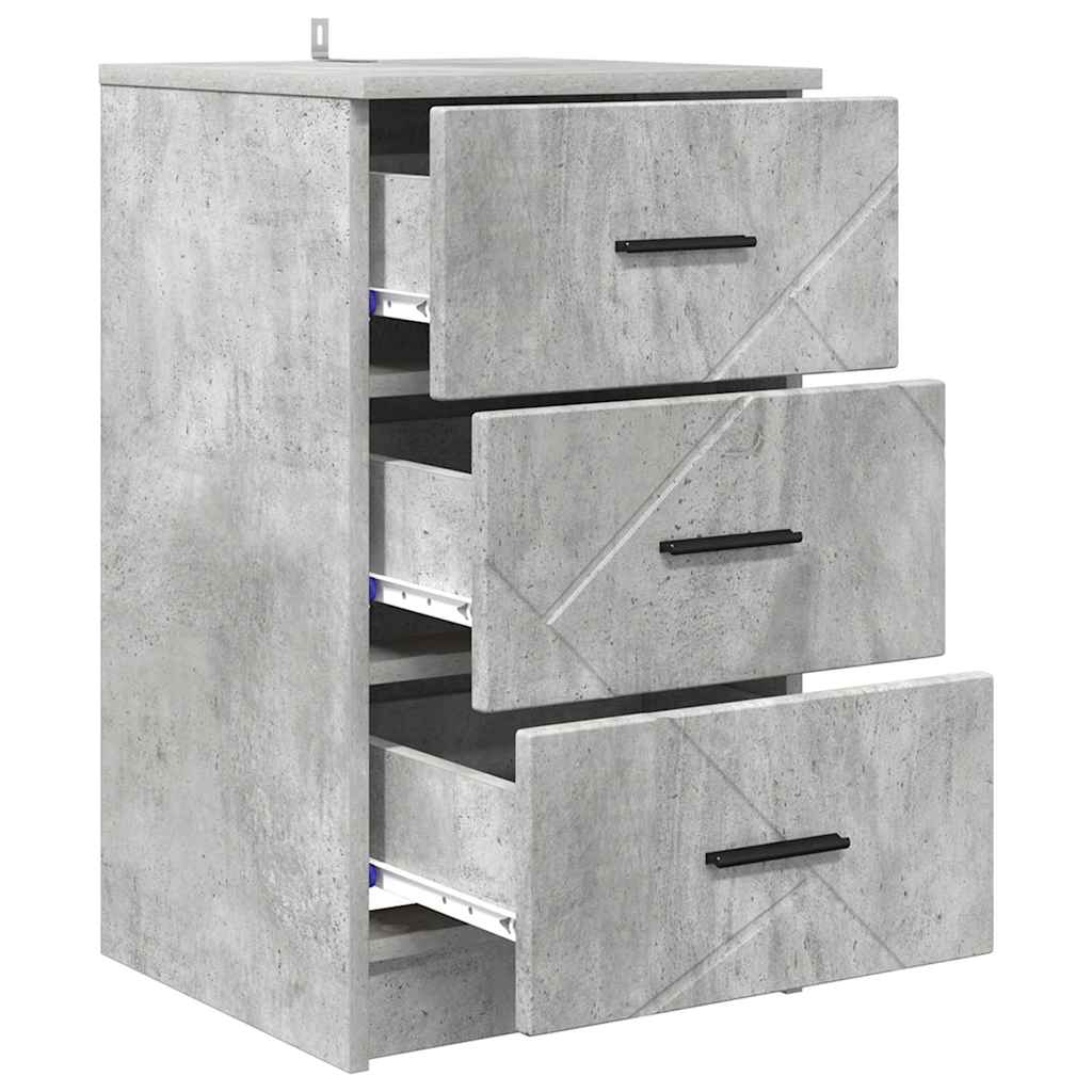 Sängbord Nattduksbord Betonggrå med låda 38 x 38 x 66 cm