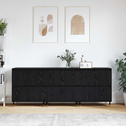 Förvaringsskåp 3 pcs Svart Ek 60 x 35 x 70 cm