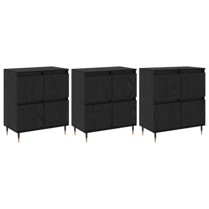 Förvaringsskåp 3 pcs Svart Ek 60 x 35 x 70 cm