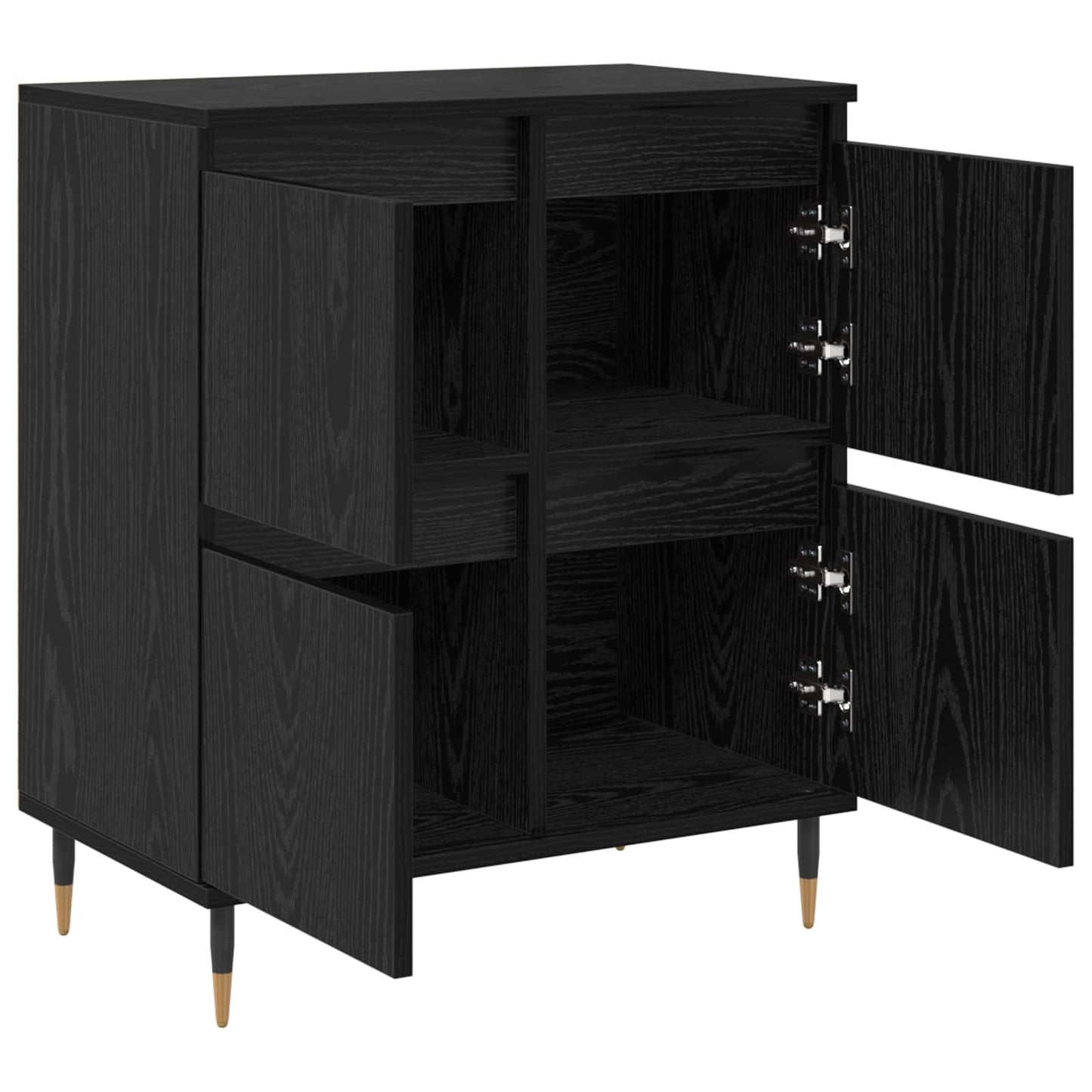 Förvaringsskåp 3 pcs Svart Ek 60 x 35 x 70 cm
