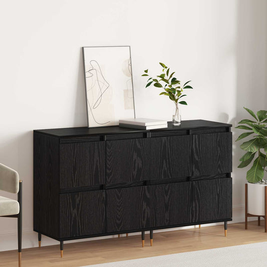 Förvaringsskåp 2 pcs Svart Ek 60 x 35 x 70 cm