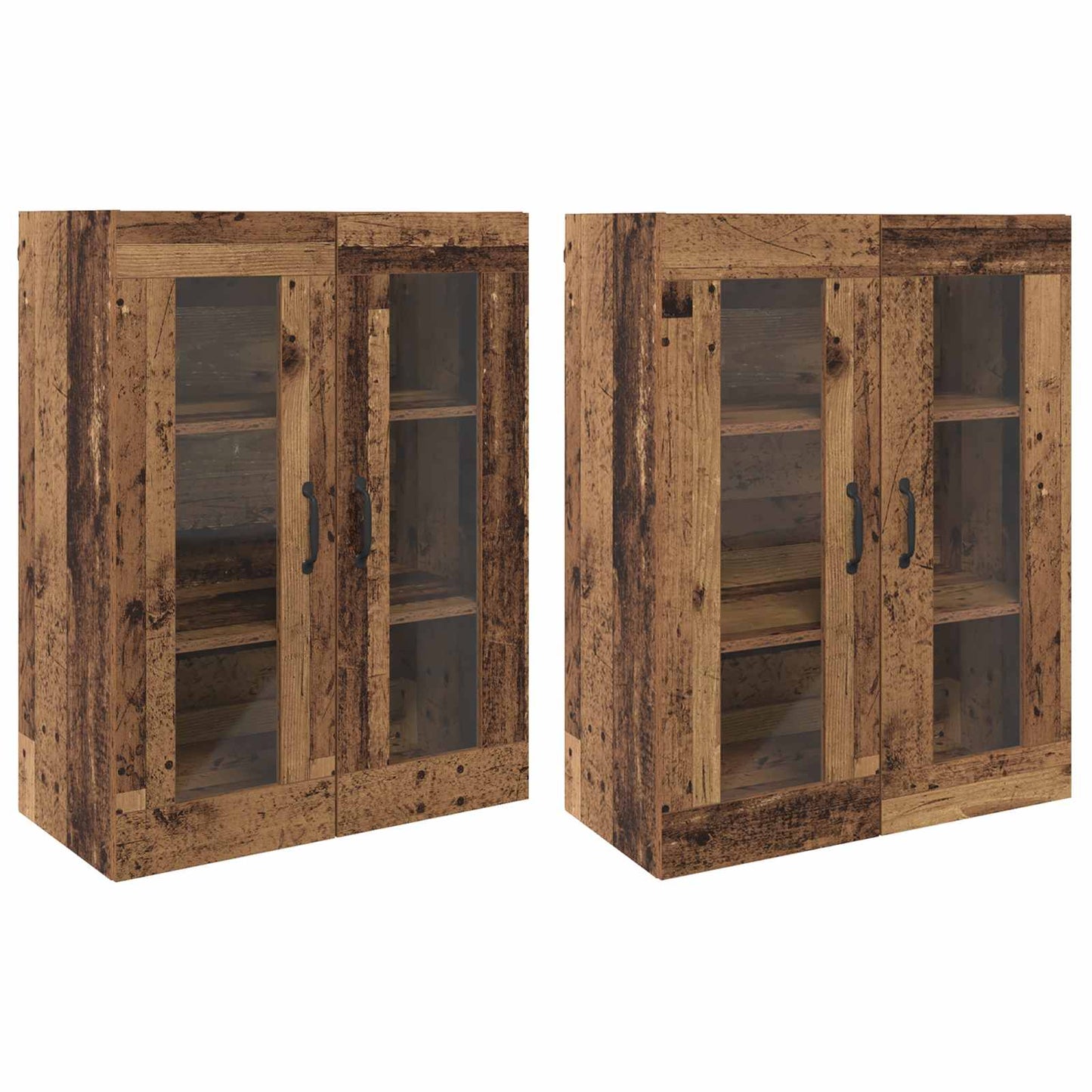 Väggmonterade Skåp 2 pcs Gammalt trä 69,5 x 34 x 90 cm