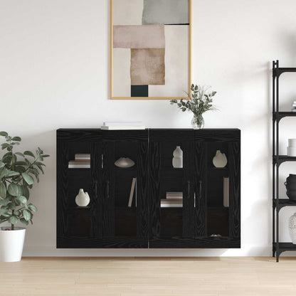 Väggmonterade Skåp 2 pcs Svart ek 69,5 x 34 x 90 cm