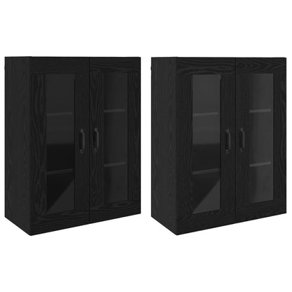 Väggmonterade Skåp 2 pcs Svart ek 69,5 x 34 x 90 cm