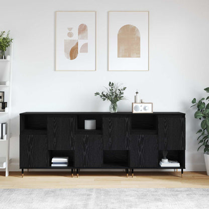 Skåp 3 pcs Svart Ek