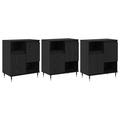 Skåp 3 pcs Svart Ek