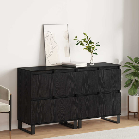 Sideboard 2 pcs Svart Ek 60 x 35 x 70 cm