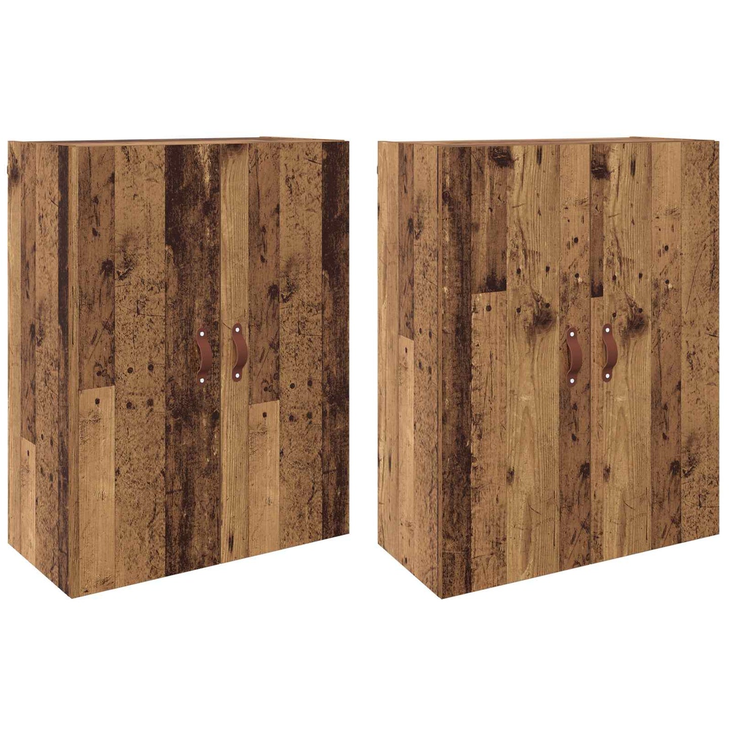 Väggmonterat skåp 2 pcs Gammalt trä 69,5 x 34 x 90 cm