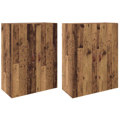 Väggmonterat skåp 2 pcs Gammalt trä 69,5 x 34 x 90 cm
