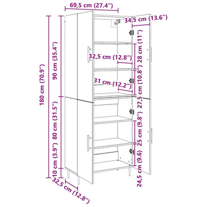 Skåp Åldrat Trä 69.5 x 34 x 180 cm