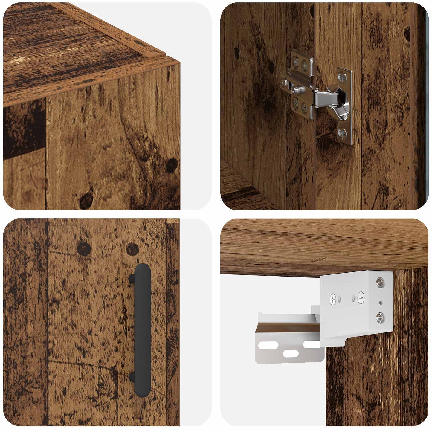 Väggmonterade Skåp 2 pcs Gammalt trä 69,5 x 34 x 90 cm
