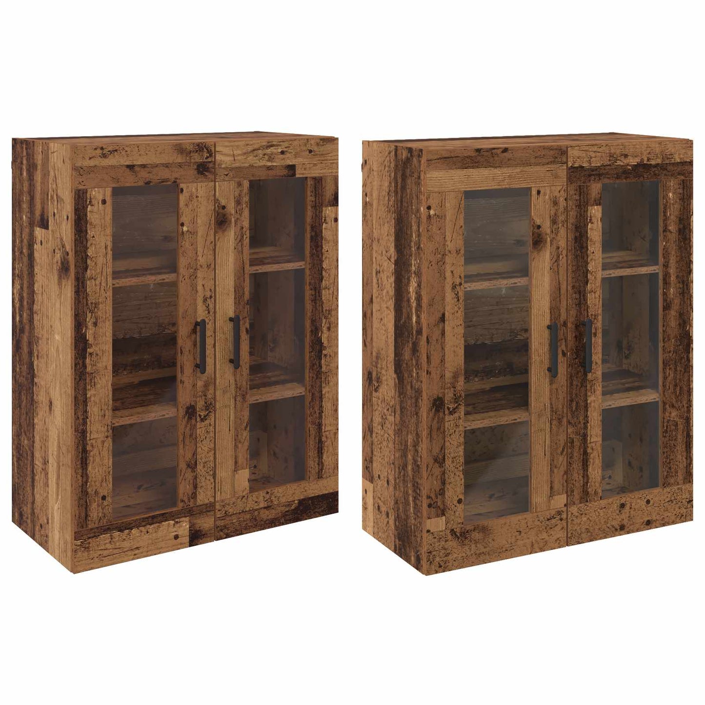 Väggmonterade Skåp 2 pcs Gammalt trä 69,5 x 34 x 90 cm