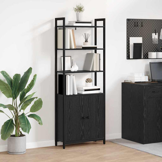 Bokhylla Svart Ek 60 x 24 x 161 cm