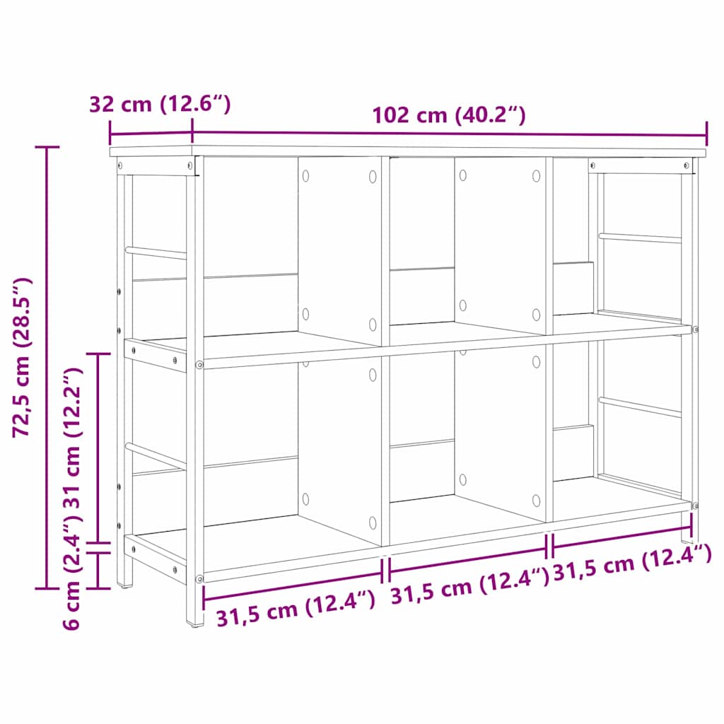 Bokhylla Artisan Ek 102 x 32 x 72,5 cm