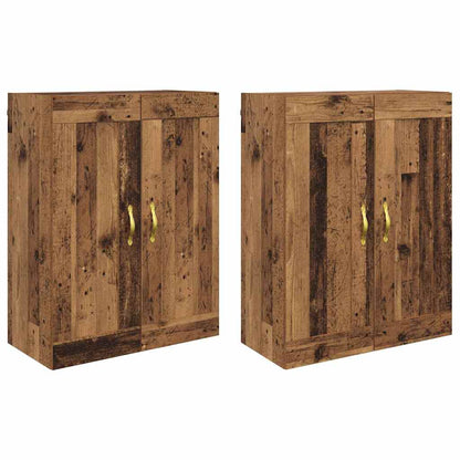 Väggmonterat skåp 2 pcs Gammalt trä 69,5 x 34 x 90 cm